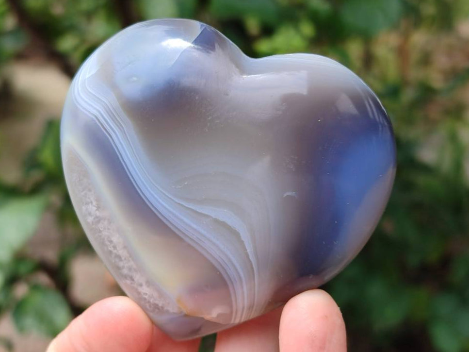 Polished Banded Agate Hearts x 6 From Madagascar