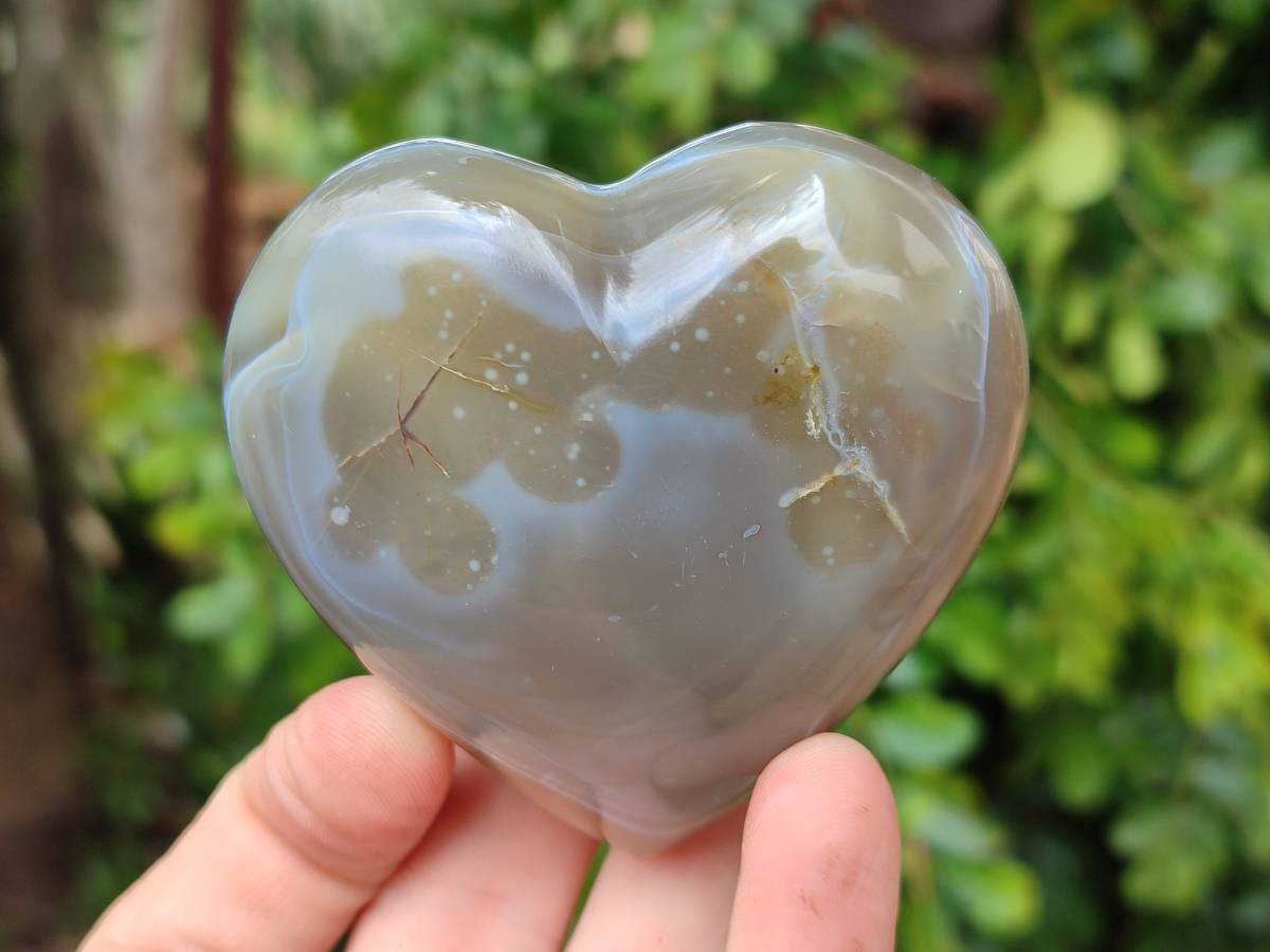 Polished Banded Agate Hearts x 6 From Madagascar