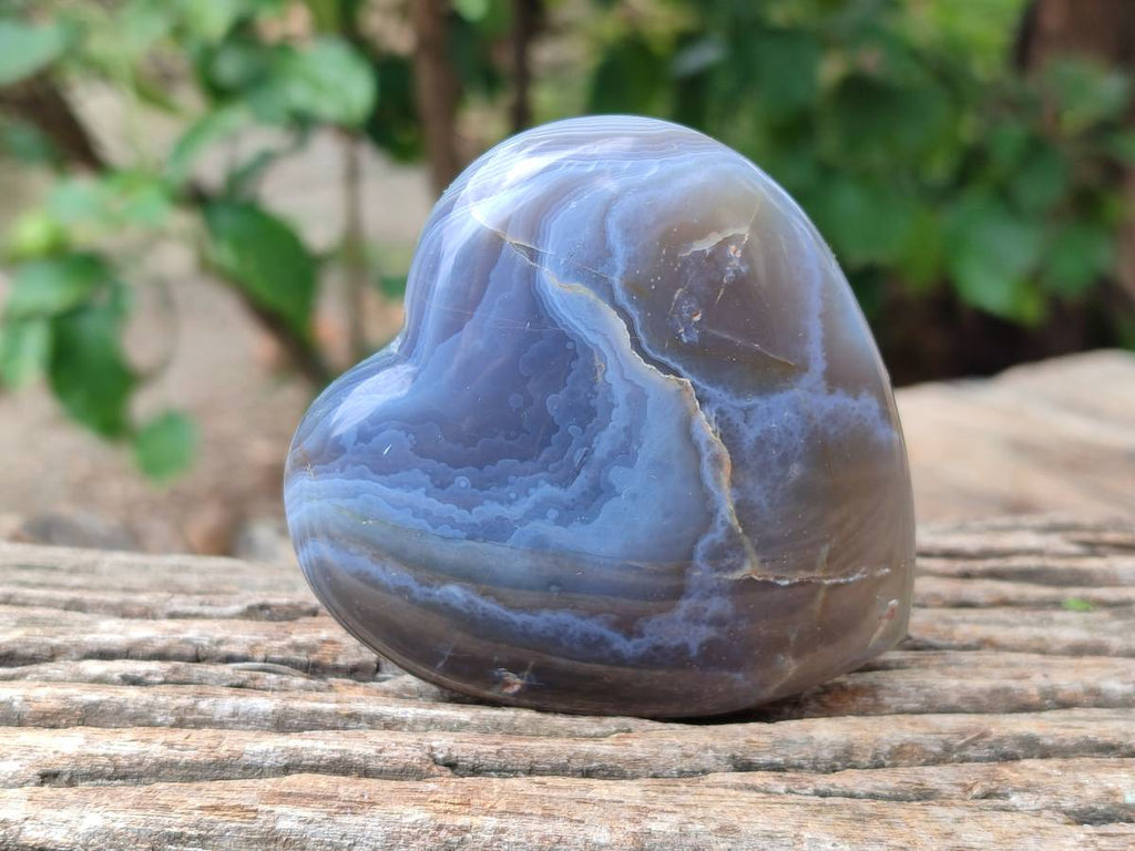 Polished Banded Agate Hearts x 6 From Madagascar