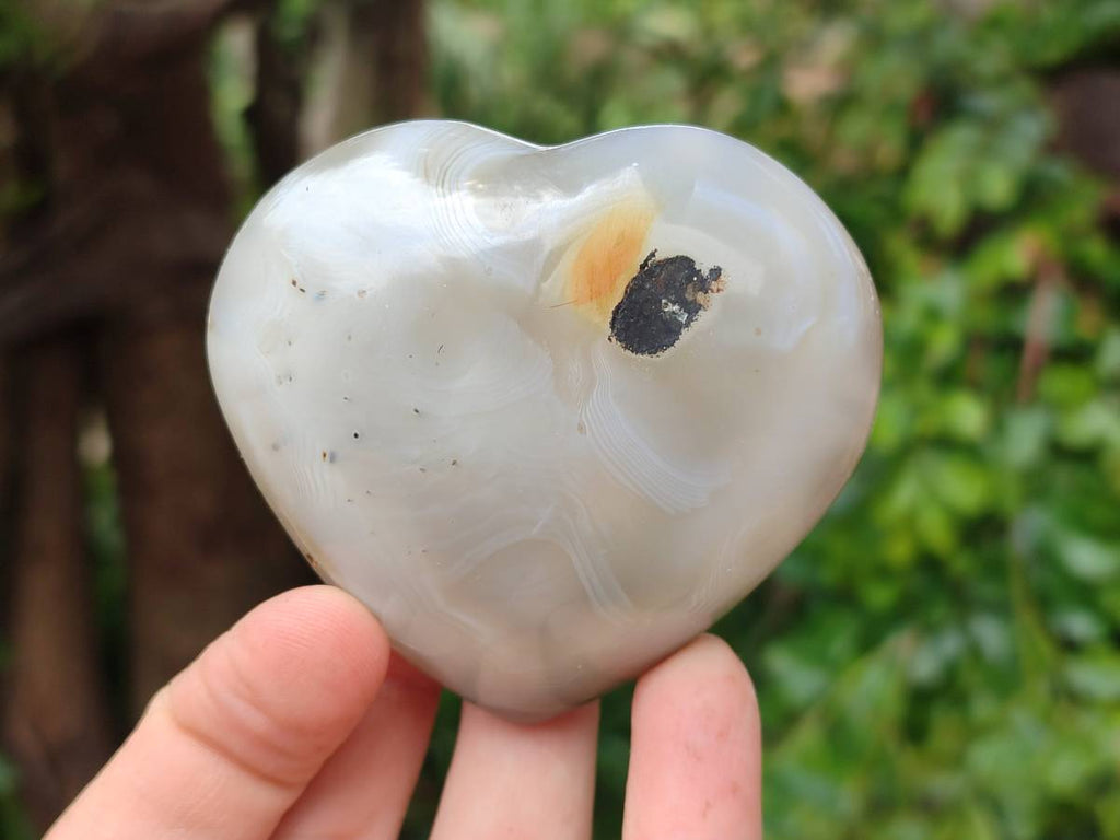 Polished Banded Agate Hearts x 6 From Madagascar