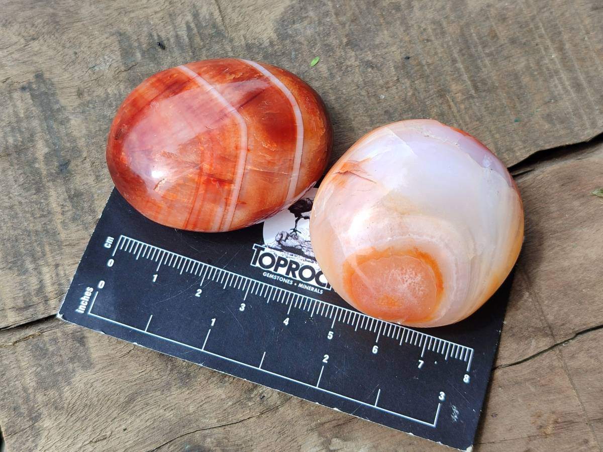Polished Carnelian Agate Gemstone Galets x 24 From Madagascar