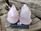 Polished Rose Quartz Flames x 3 From Madagascar