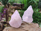 Polished Rose Quartz Flames x 3 From Madagascar