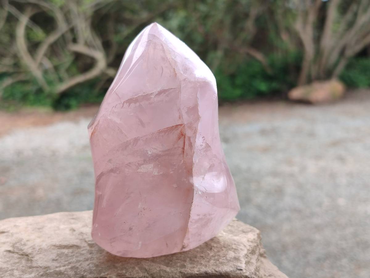 Polished Rose Quartz Flames x 3 From Madagascar