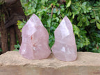 Polished Rose Quartz Flames x 3 From Madagascar