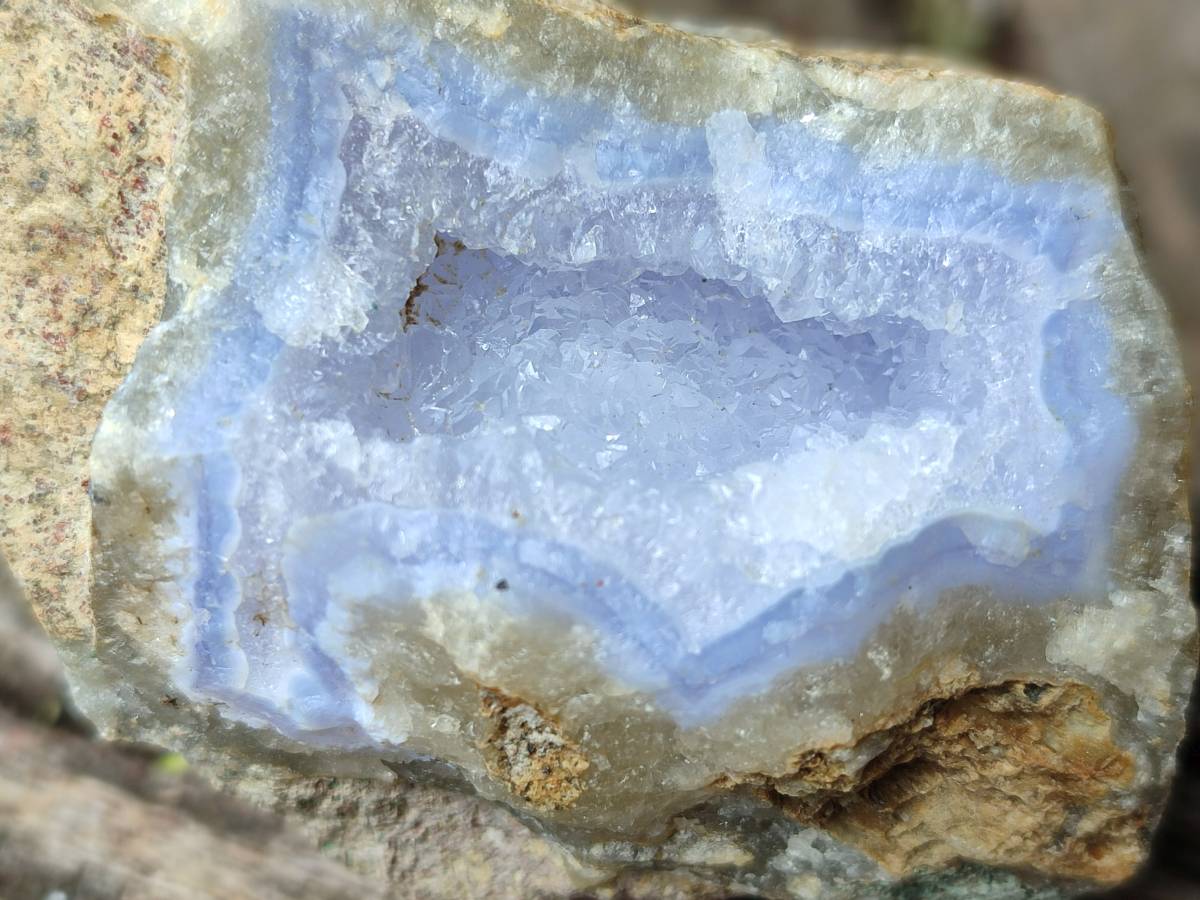 Natural Blue Lace Agate Geode Specimens x 12 From Nsanje, Malawi