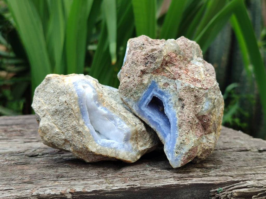 Natural Blue Lace Agate Geode Specimens x 12 From Nsanje, Malawi