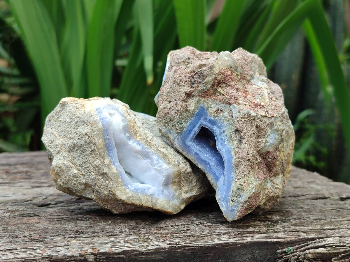 Natural Blue Lace Agate Geode Specimens x 12 From Nsanje, Malawi
