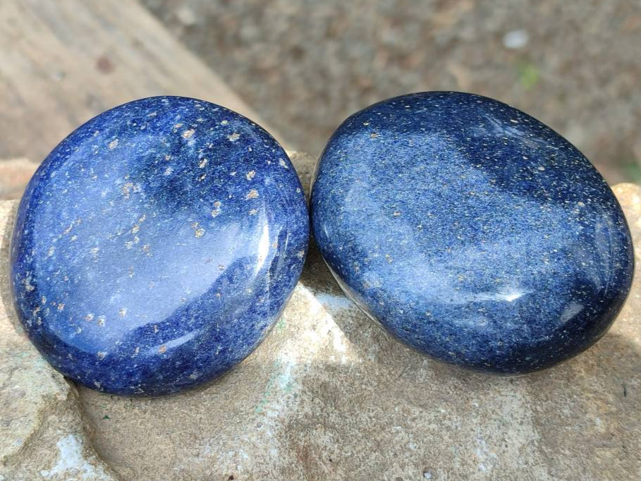 Polished Lazulite Palm Stones x 12 From Madagascar