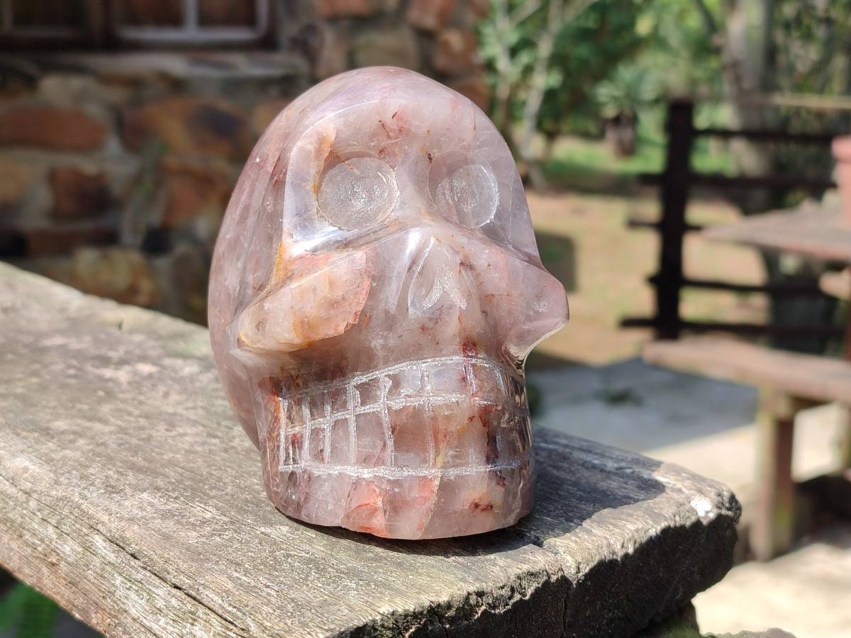 Carved Hematoid Quartz Skull x 1 From Ambatondrazaka, Madagascar