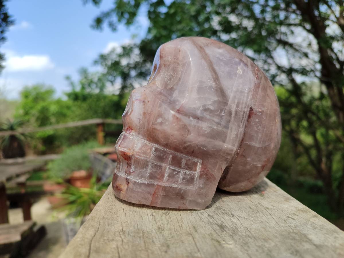 Carved Hematoid Quartz Skull x 1 From Ambatondrazaka, Madagascar