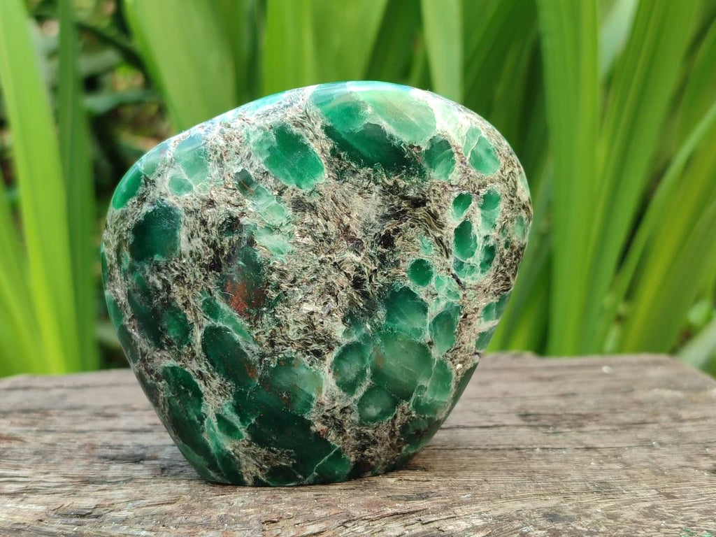 Polished Emerald Mica 'Mutokolite' Standing Free Forms x 4 From Mutoko, Zimbabwe