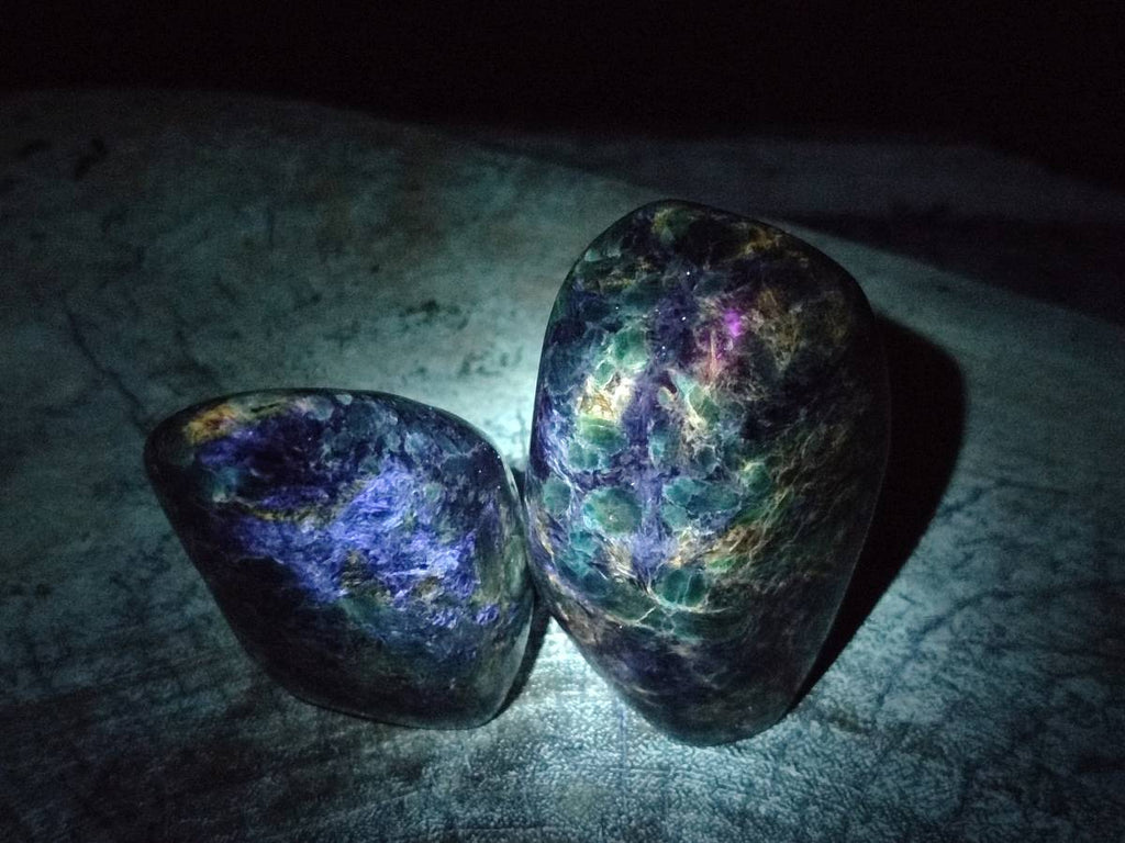 Polished Emerald Mica 'Mutokolite' Standing Free Forms x 4 From Mutoko, Zimbabwe