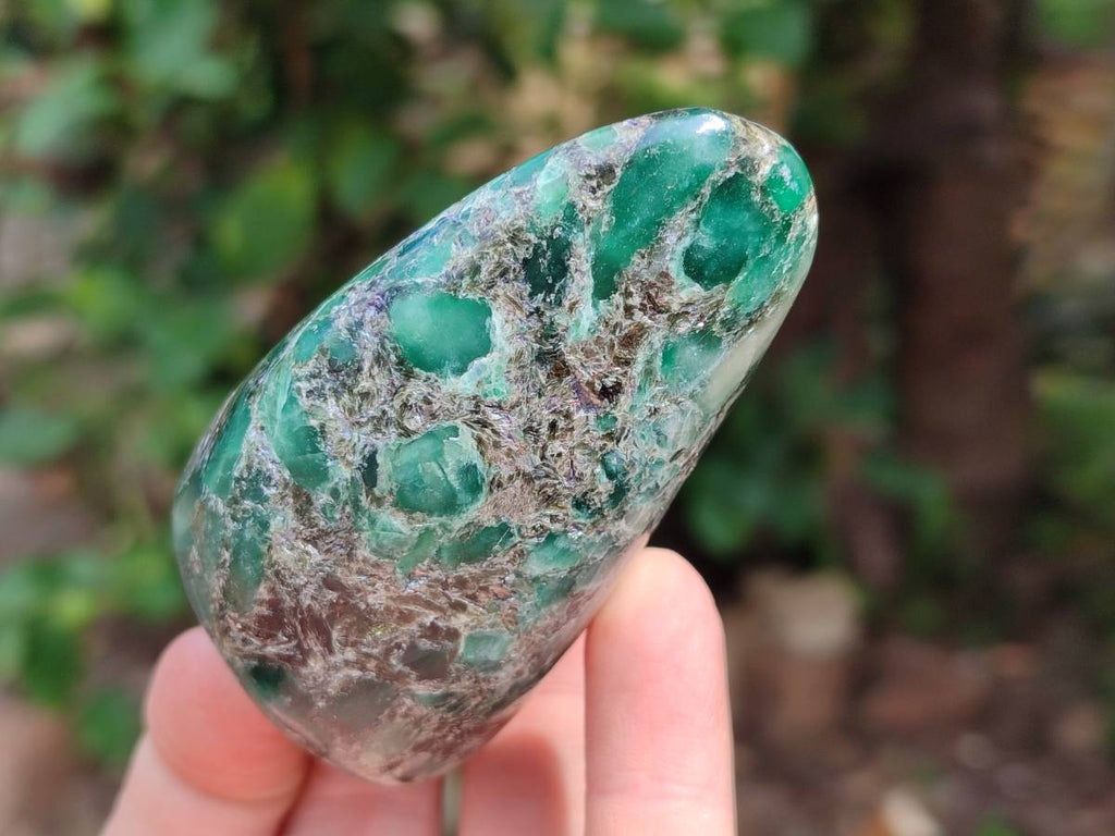 Polished Emerald Mica 'Mutokolite' Standing Free Forms x 4 From Mutoko, Zimbabwe