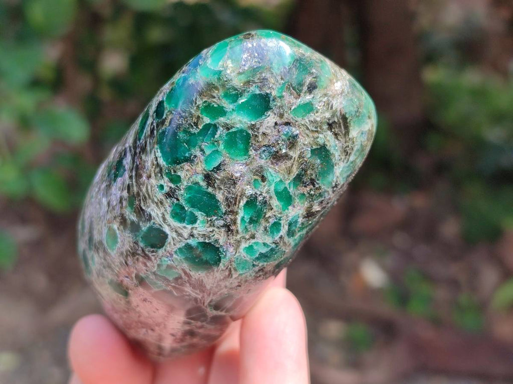 Polished Emerald Mica 'Mutokolite' Standing Free Forms x 4 From Mutoko, Zimbabwe