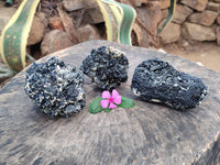 Natural Schorl Black Tourmaline Specimens With Mica x 3 From Erongo, Namibia