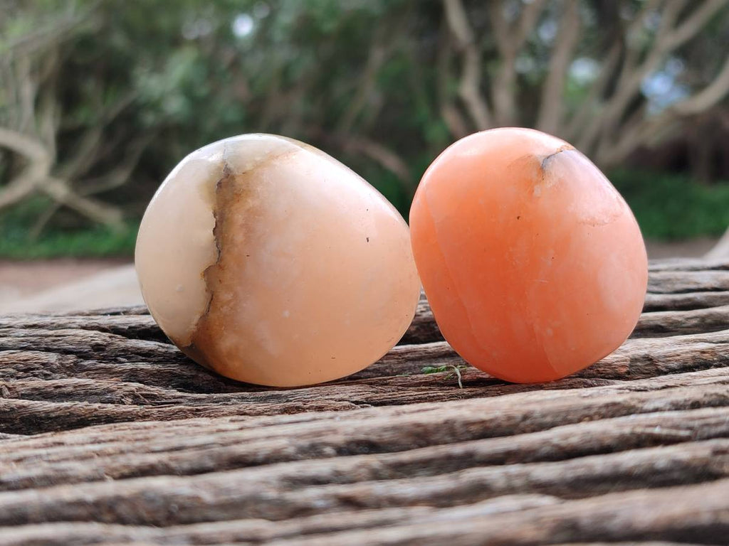 Polished Orange Twist Calcite Galets x 20 From Maevantanana, Madagascar - Toprock Gemstones and Minerals 