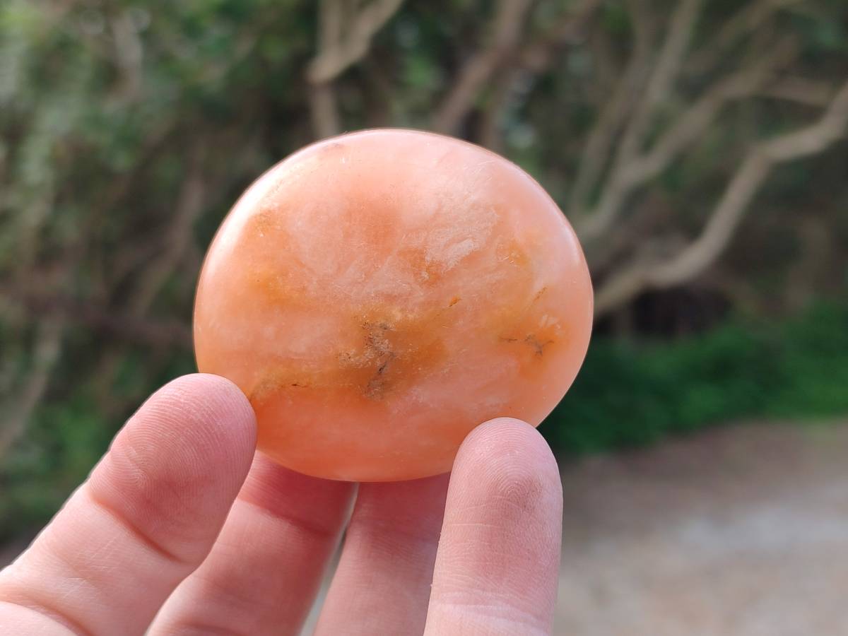 Polished Orange Twist Calcite Galets x 20 From Maevantanana, Madagascar - Toprock Gemstones and Minerals 