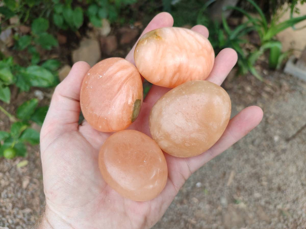 Polished Orange Twist Calcite Galets x 20 From Maevantanana, Madagascar - Toprock Gemstones and Minerals 