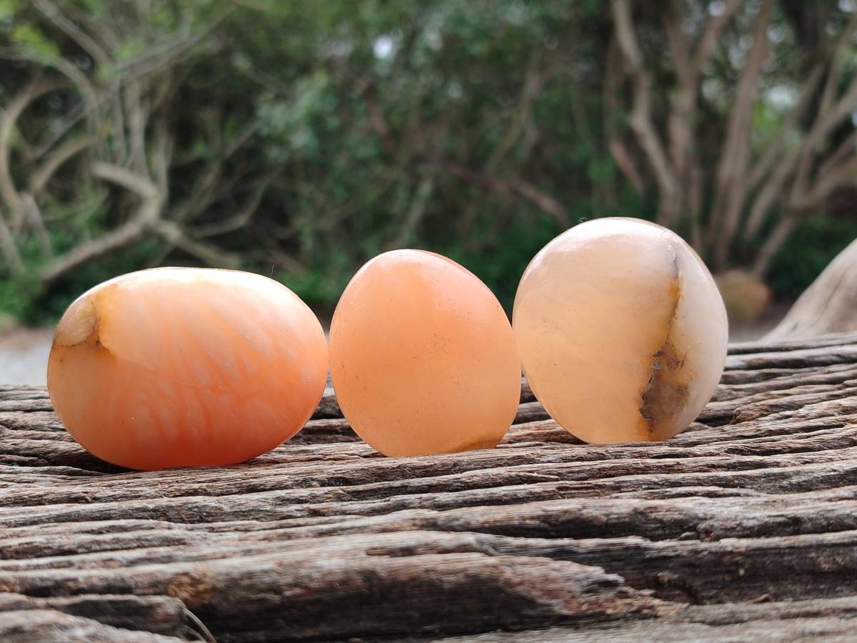 Polished Orange Twist Calcite Galets x 20 From Maevantanana, Madagascar - Toprock Gemstones and Minerals 