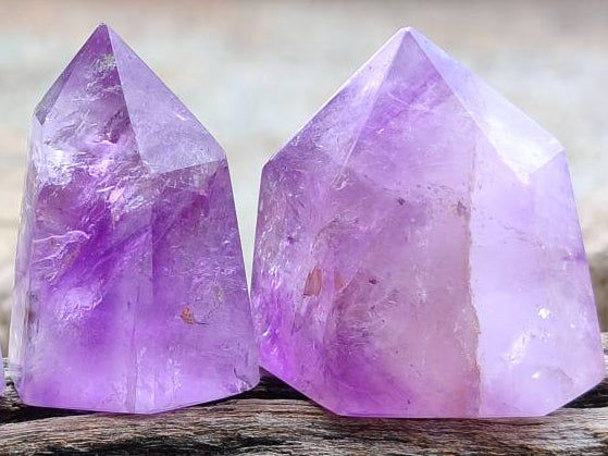 Polished Window Amethyst Crystals x 12 From Akansobe, Madagascar - Toprock Gemstones and Minerals 