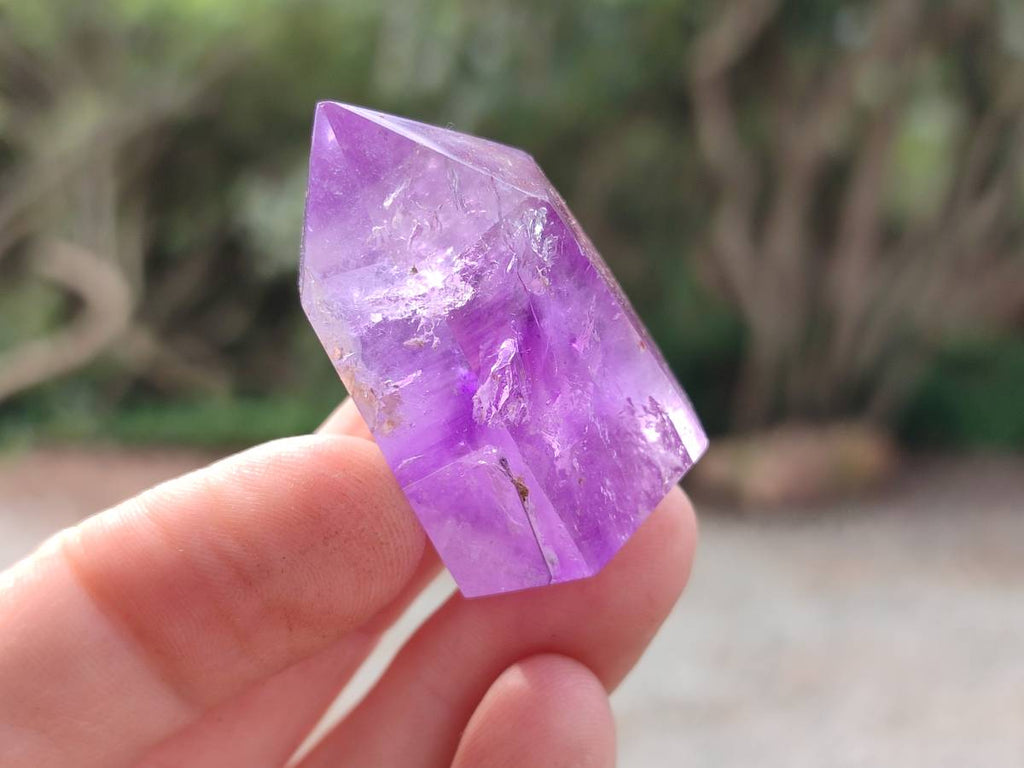 Polished Window Amethyst Crystals x 12 From Akansobe, Madagascar - Toprock Gemstones and Minerals 