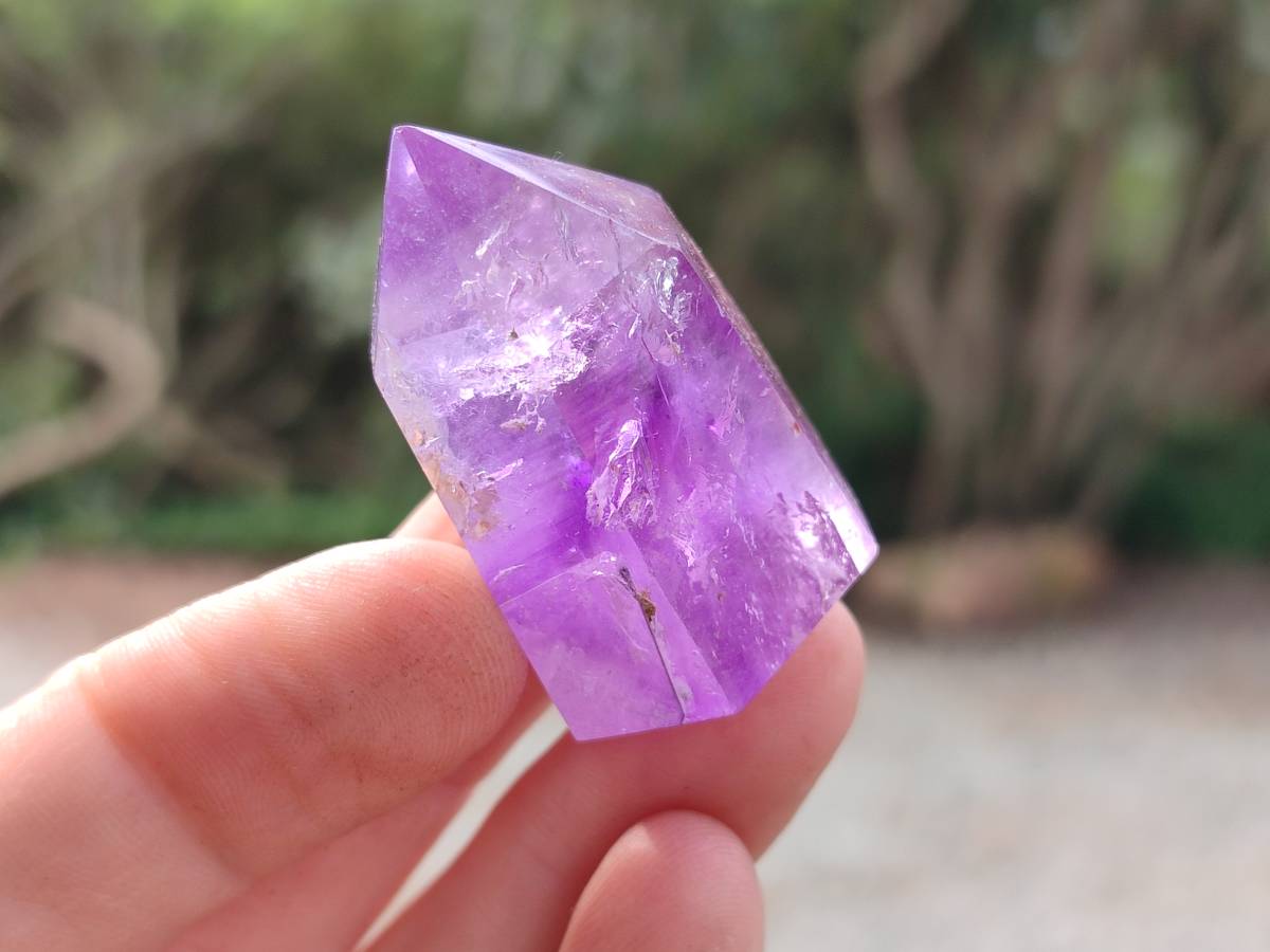 Polished Window Amethyst Crystals x 12 From Akansobe, Madagascar - Toprock Gemstones and Minerals 