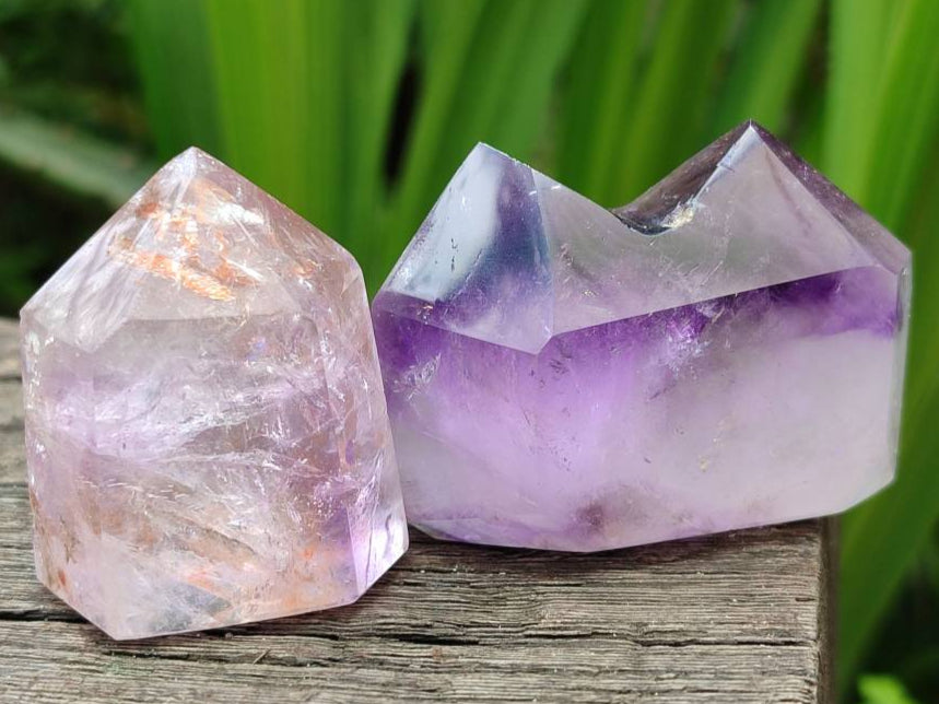 Polished Window Amethyst Crystals x 12 From Akansobe, Madagascar - Toprock Gemstones and Minerals 
