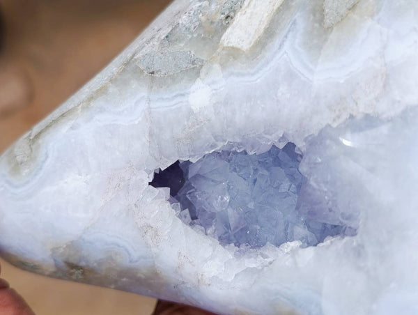 Polished Blue Lace Agate Standing Free Form x 1 From Nsanje, Malawi