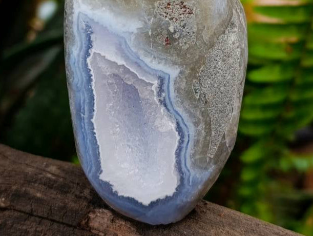 Polished Blue Lace Agate Standing Free Form x 3 From Nsanje, Malawi