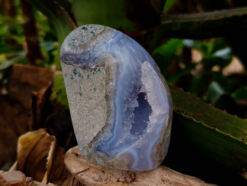 Polished Blue Lace Agate Standing Free Form x 3 From Nsanje, Malawi