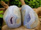 Polished Blue Lace Agate Standing Free Form x 3 From Nsanje, Malawi