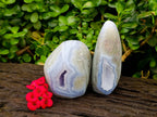Polished Blue Lace Agate Standing Free Form x 3 From Nsanje, Malawi