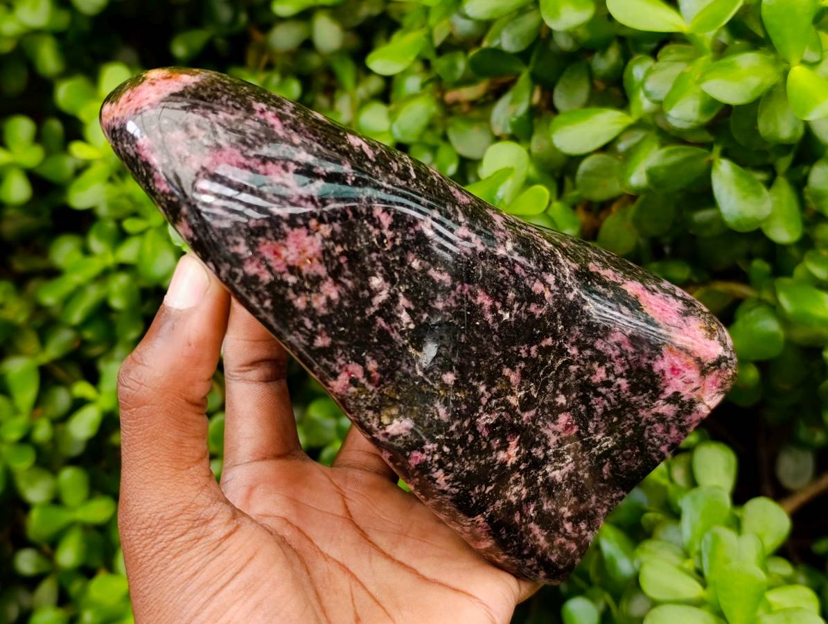 Polished Rhodonite Standing Free Form x 1 From Ambindavato, Madagascar