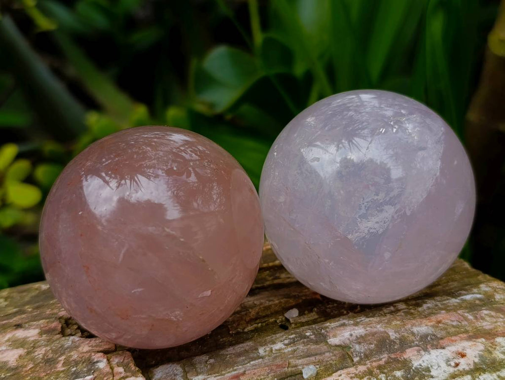Polished Rose Quartz Spheres x 6 From Madagascar