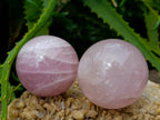 Polished Rose Quartz Spheres x 6 From Madagascar