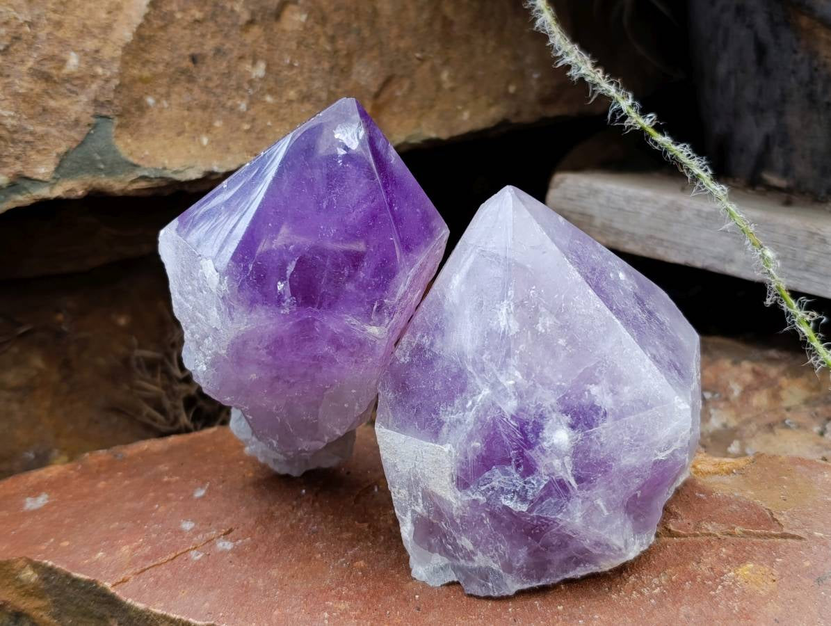 Polished Jacaranda Amethyst Quartz Crystals x 12 From Mumbwa, Zambia - Toprock Gemstones and Minerals 