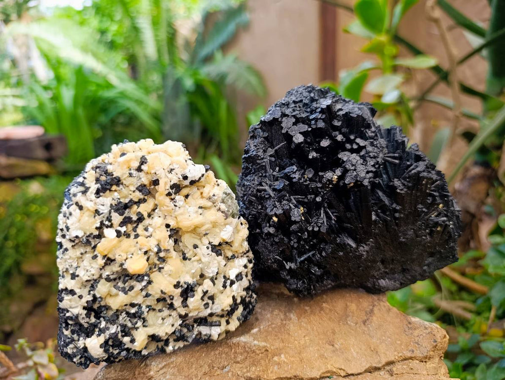 Natural Schorl Black Tourmaline Specimens x 2 From Erongo, Namibia