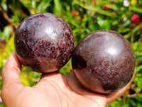 Polished Garnet Spheres x 2 From Mahajanga, Madagascar