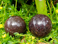 Polished Garnet Spheres x 2 From Mahajanga, Madagascar