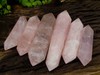Polished Double Terminated Rose Quartz Crystals x 6 From Madagascar - Toprock Gemstones and Minerals 