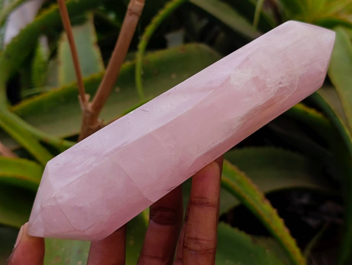 Polished Double Terminated Rose Quartz Crystals x 6 From Madagascar - Toprock Gemstones and Minerals 