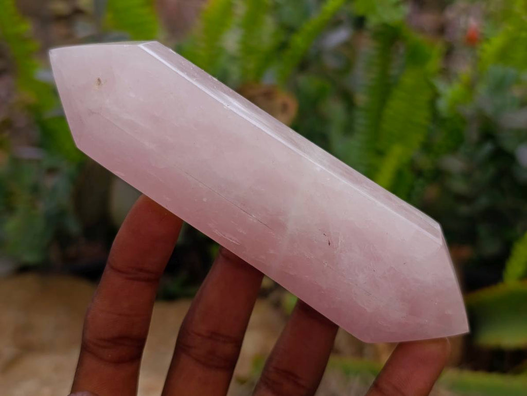 Polished Double Terminated Rose Quartz Crystals x 6 From Madagascar - Toprock Gemstones and Minerals 