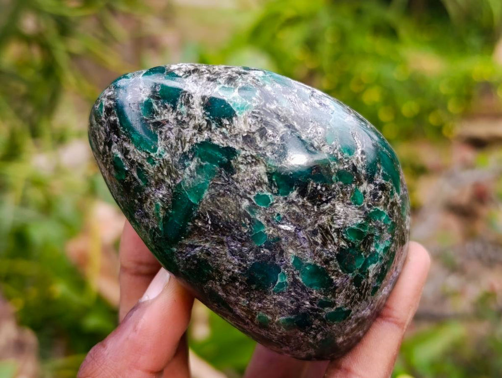 Polished Emerald Mica 'Mutokolite' Standing Free Forms x 3 From Mutoko, Zimbabwe