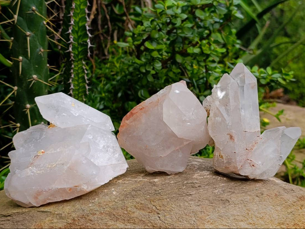 Natural Multi-Terminated Mpika Quarts Clusters x 3 From Mpika, Zambia - Toprock Gemstones and Minerals 