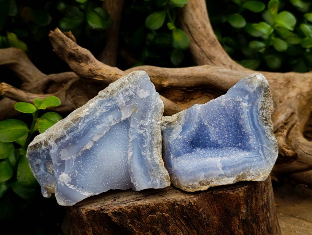 Natural Blue Lace Agate Geode Specimens x 12 From Nsanje, Malawi