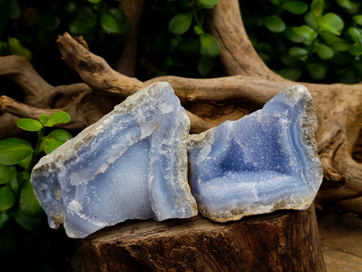 Natural Blue Lace Agate Geode Specimens x 12 From Nsanje, Malawi