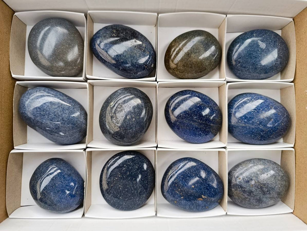 Polished Lazulite Galets x 12 From Madagascar