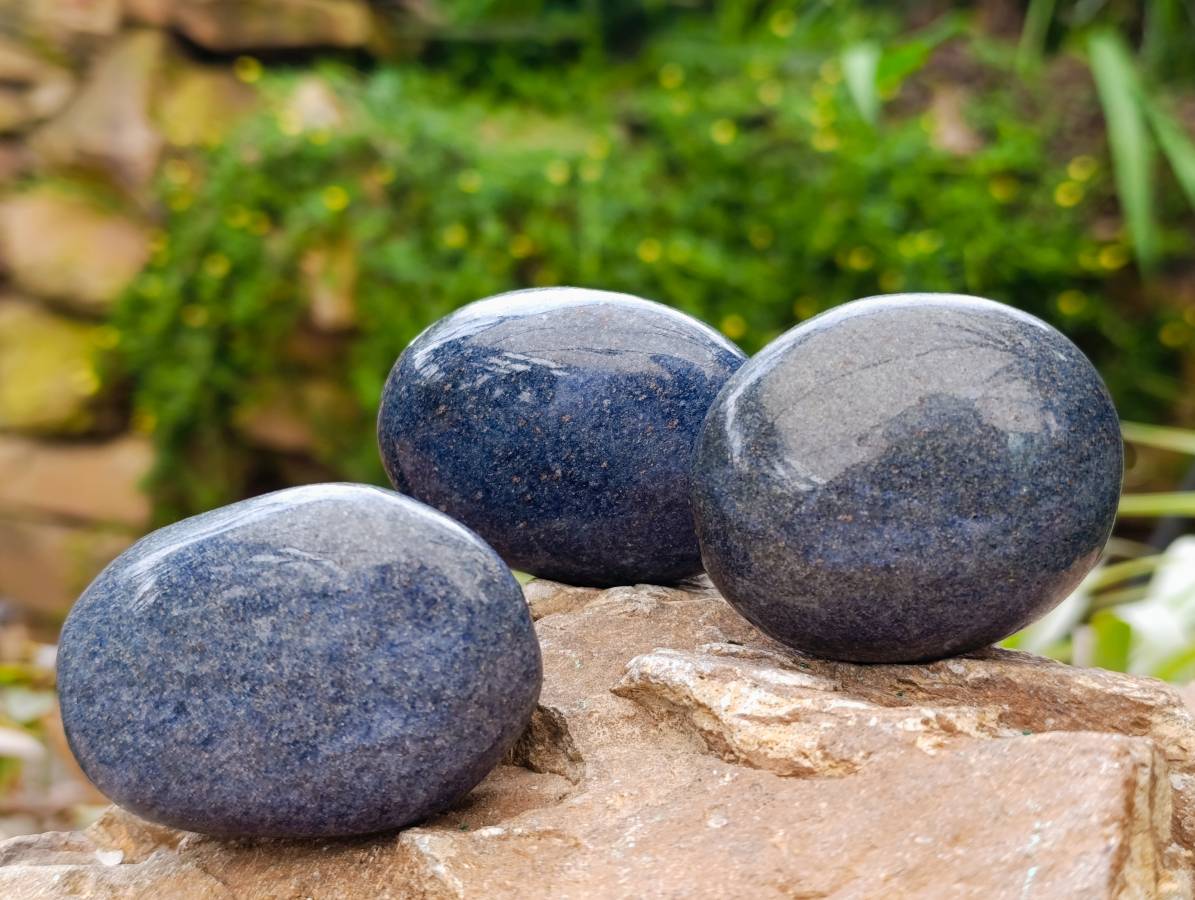 Polished Lazulite Galets x 12 From Madagascar