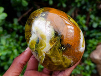 Polished Green Opal Standing Free Forms x 3 From Betroka, Madagascar